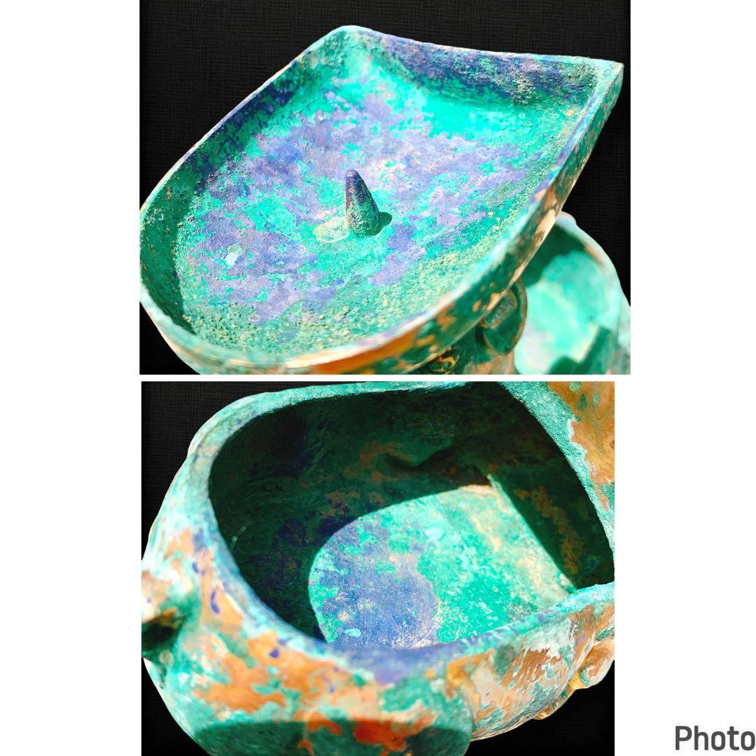 香炉 青銅器 中国 骨董品 古美術 神獣文形 羊 未 ロウソク立て