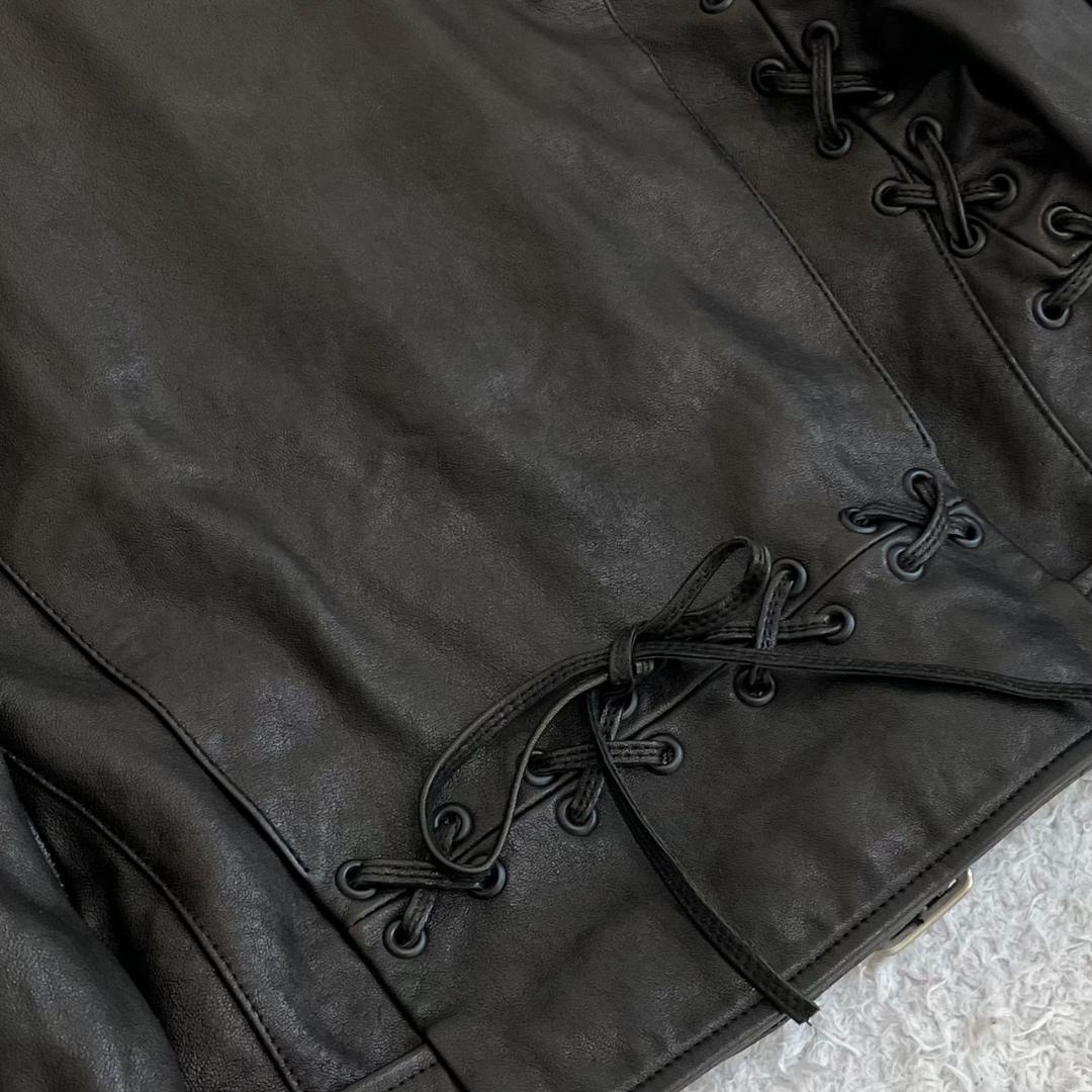 極美品✨アメリ レースアップライダースジャケット ラムレザー
