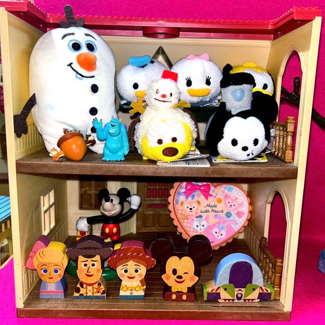 ディズニーぬいぐるみツムツム　オラフ　ポップコーンバケット　シルバニアお家セット