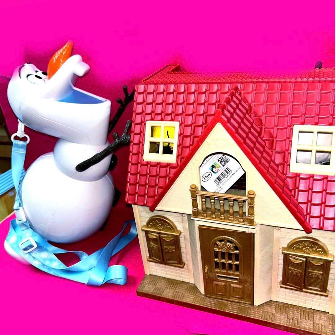 ディズニーぬいぐるみツムツム　オラフ　ポップコーンバケット　シルバニアお家セット