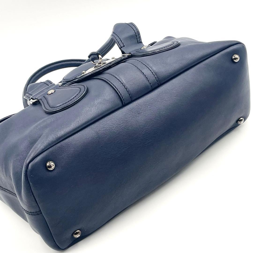 極美品】TOD'S トッズ ミニボストンバッグ ターンロック ダーク