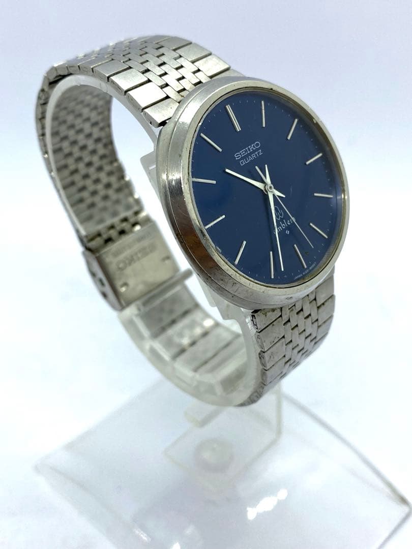 SEIKO emblemセイコー エンブレム クォーツ 腕時計 ネイビー - メルカリ