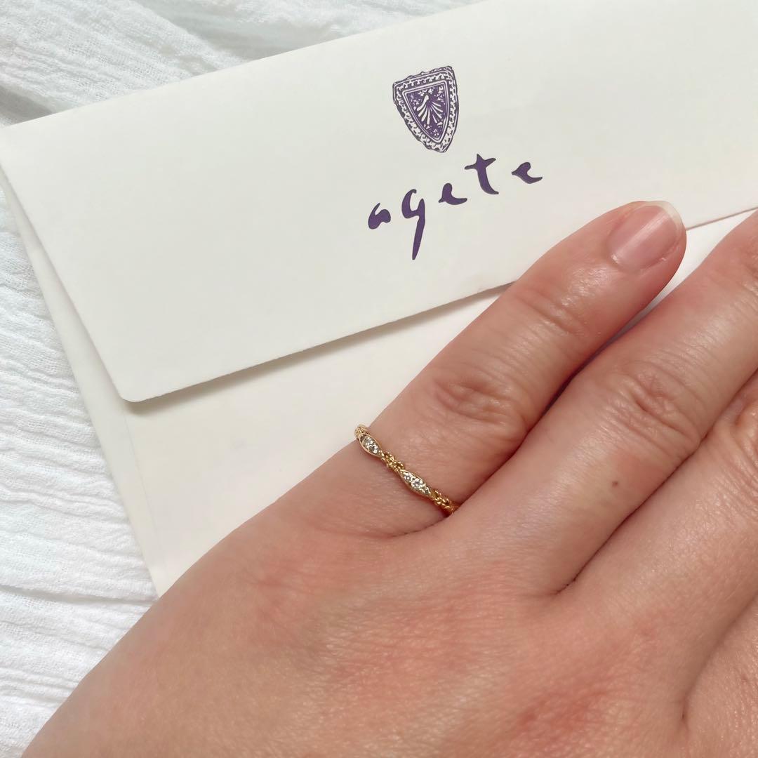 美品】agete アガット K10 7号 ダイヤモンド カルムリング - メルカリ