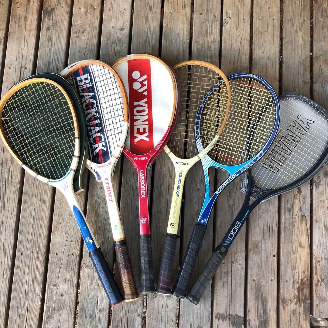 レトロ ヴィンテージ テニスラケット 6本セット - メルカリ