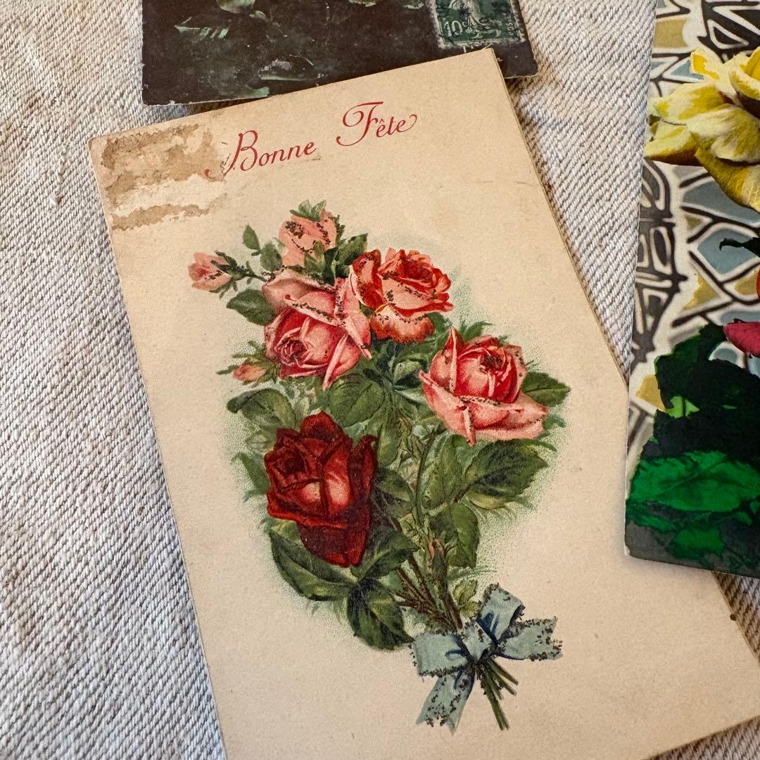 薔薇 4枚セット フランスアンティーク ポストカード 花 - メルカリ
