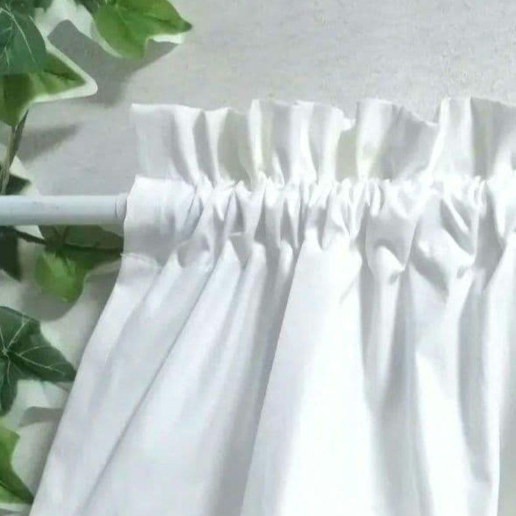 感謝SALE 幸せのカフェカーテン♡白 muji フリル ロング 丈60×120