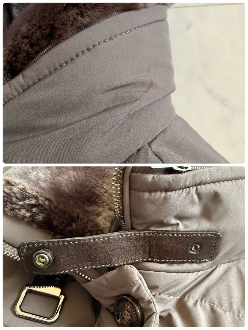 希少☆MooRER エレッタ ダウンコート ファー付き 軽量 42 ブラウン