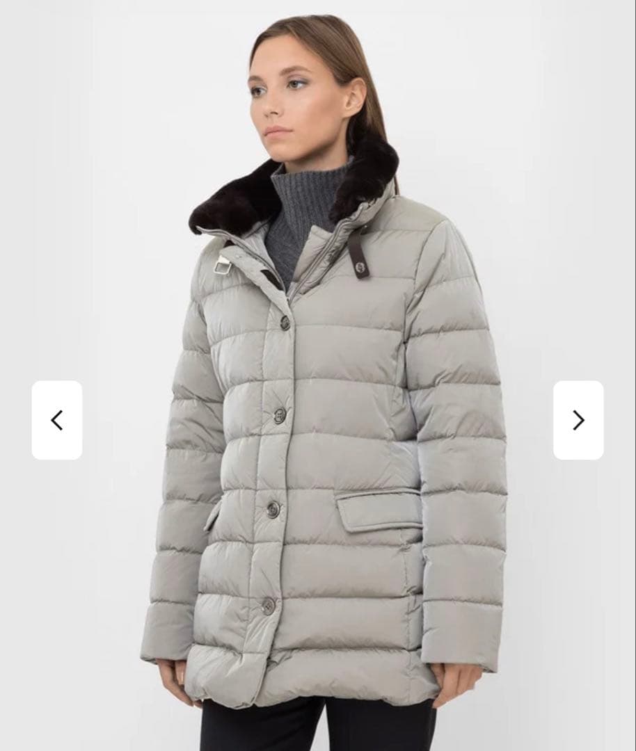 希少☆MooRER エレッタ ダウンコート ファー付き 軽量 42 ブラウン