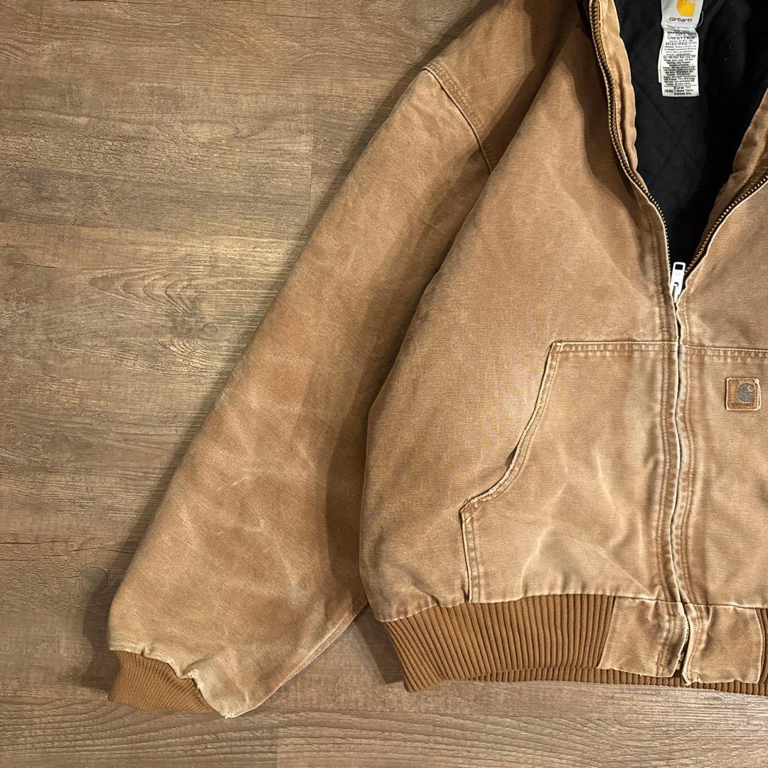 古着 カーハート アクティブジャケット ベージュ フェード ダック生地