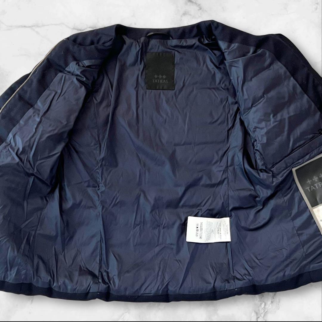 美品】タトラス ダウンジャケット 01 S ネイビー ノーカラー スピノサ