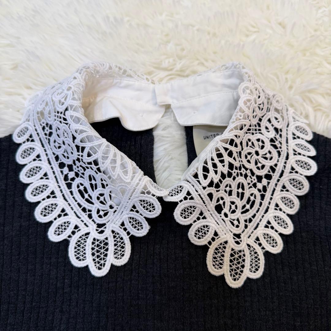 ユナイテッドアローズ レディ2WAYニット レース襟取外し可能 グレー