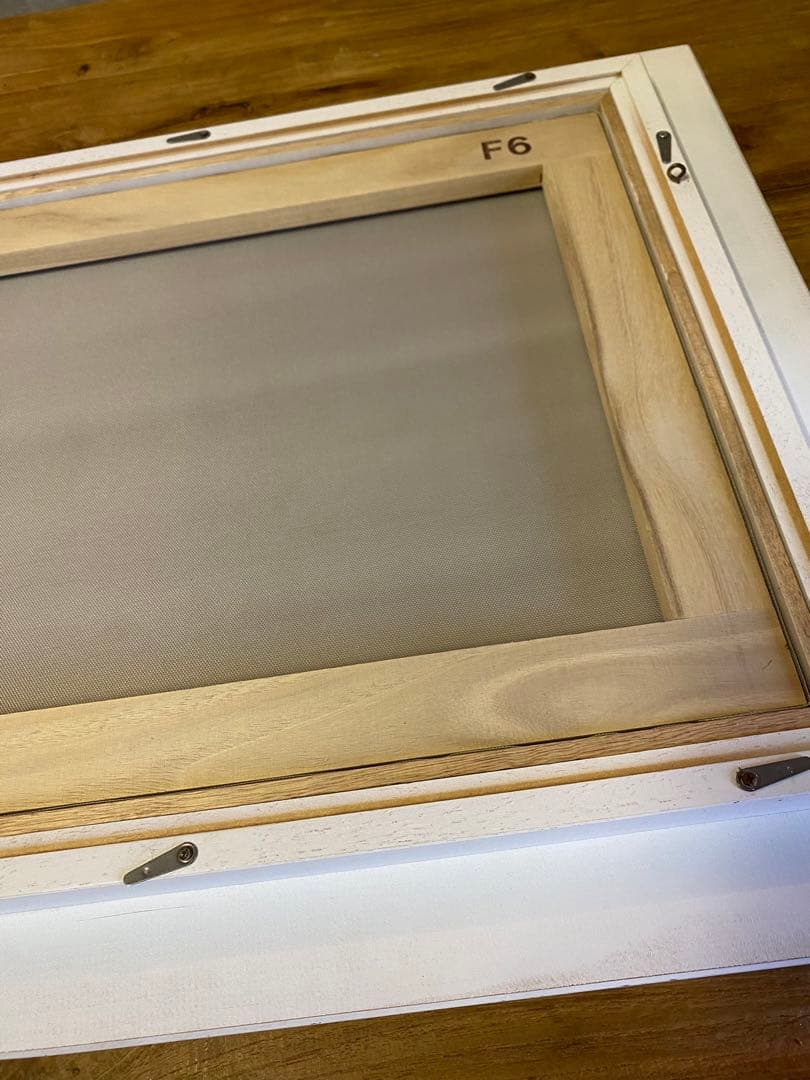 一柳富美　利尻山　油絵　額入り　白額縁　風景画