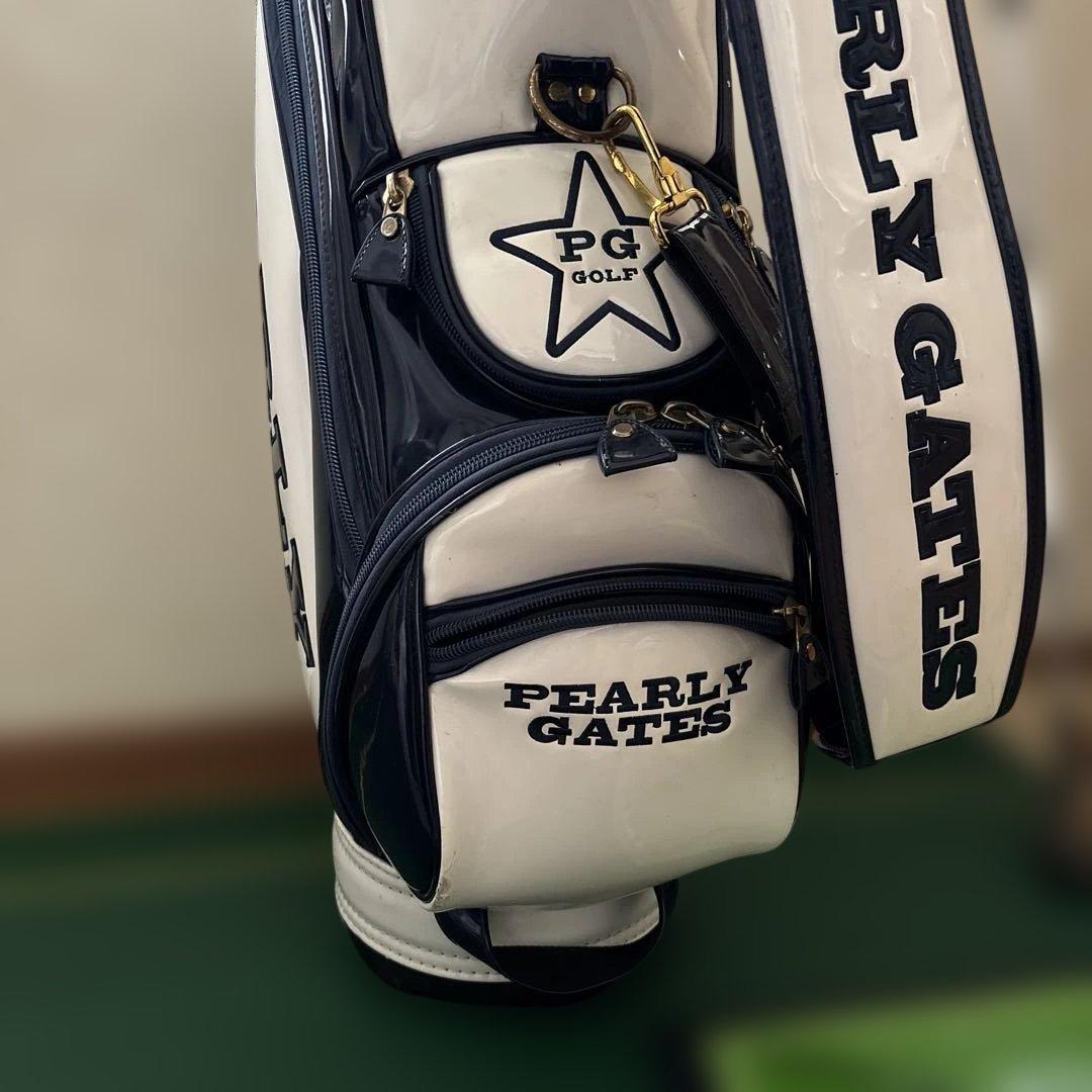 PEARLY GATES キャディバッグ ホワイト ネイビー エナメル 9.5型