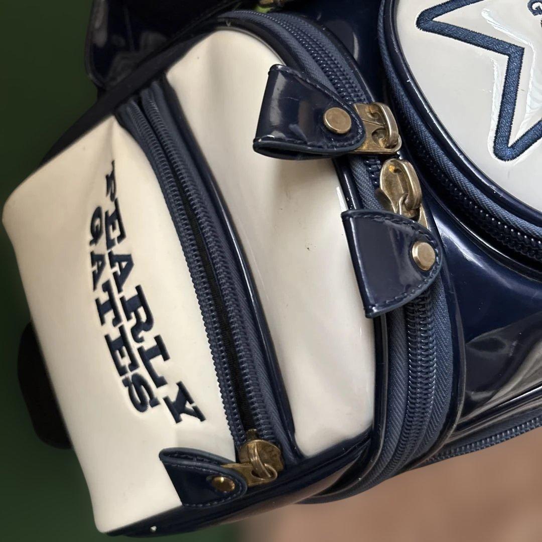 PEARLY GATES キャディバッグ ホワイト ネイビー エナメル 9.5型