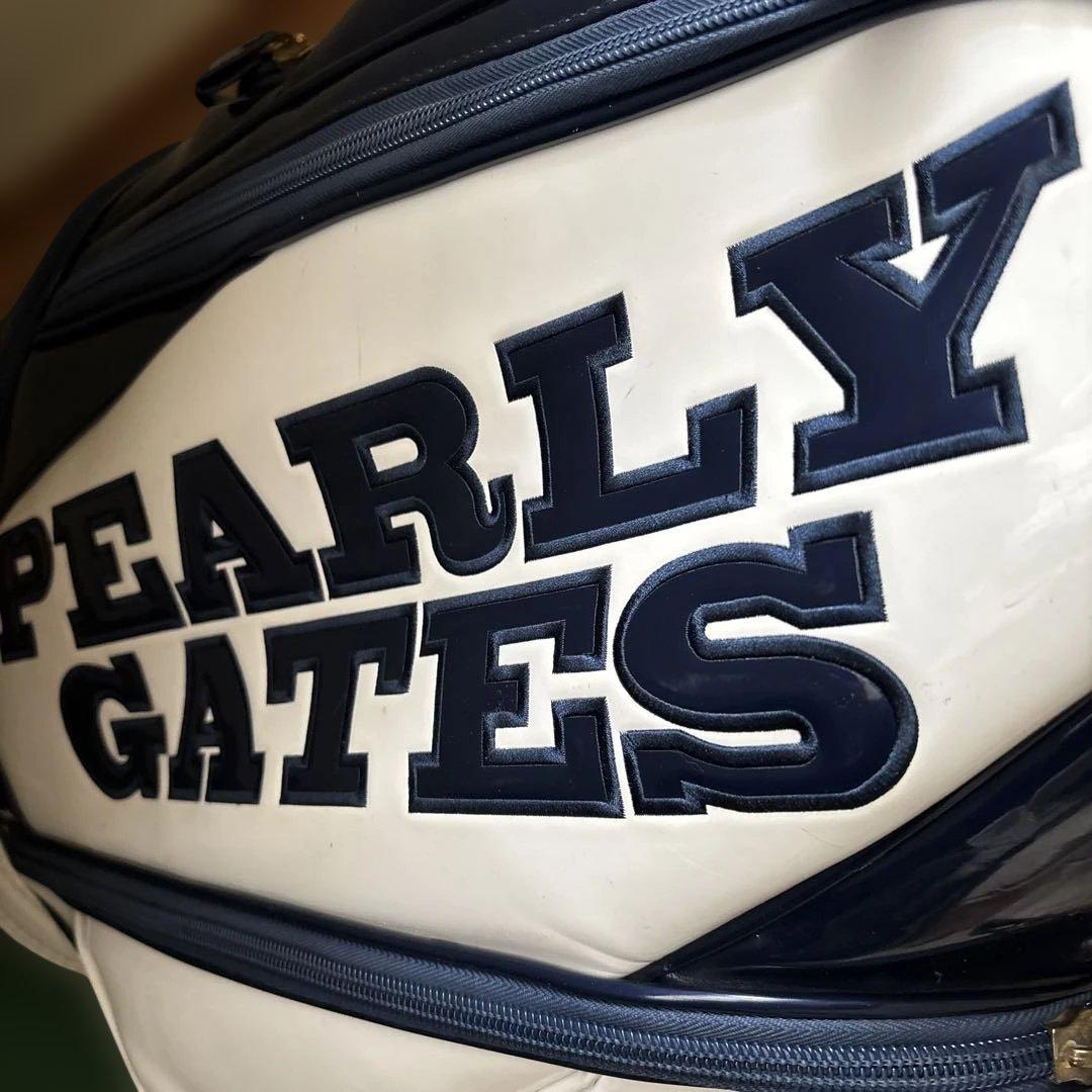 PEARLY GATES キャディバッグ ホワイト ネイビー エナメル 9.5型