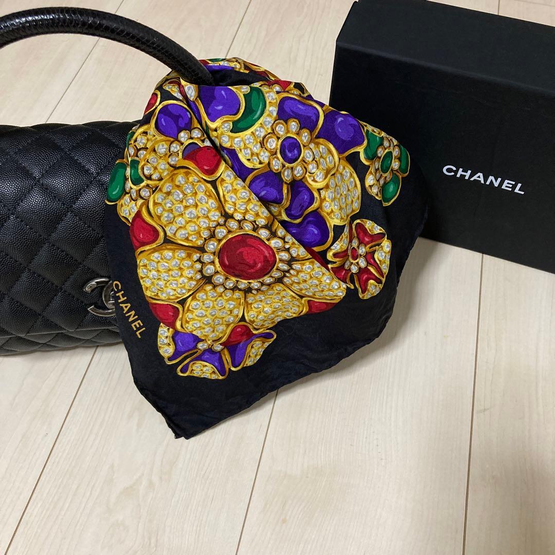 CHANEL シャネル シルク スカーフ 宝石柄 正規品 - メルカリ