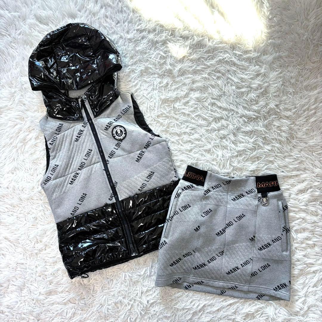 マークアンドロナ セットアップ ダウン ベスト スカート 中綿 キルティング ☆SALE50%OFF☆【超美品】MARK＆LONA マークアンドロナ 上下セット