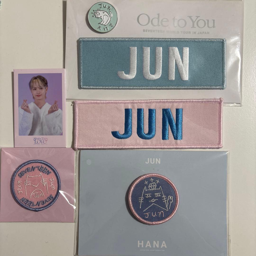 SEVENTEEN セブチ ジュン ワッペン バッジ 缶バッジ セット ジュンの最初のカフェ缶バッジ…クレーンでしか取れなかったやつじゃん