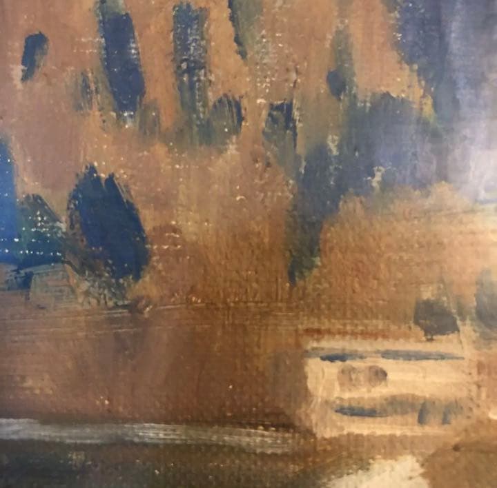 絵画 油絵 雪の隈畔 渡辺良雄