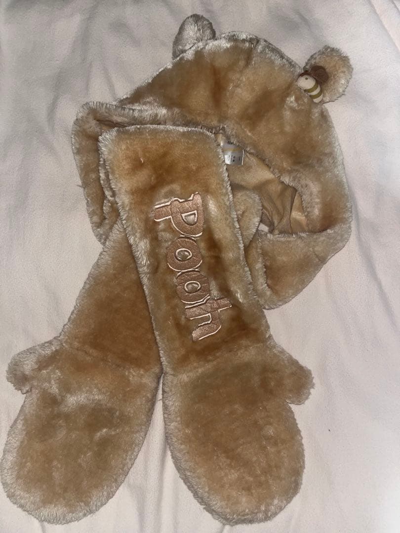 くまのプーさん ファンキャップ♡フード付きマフラー手袋 ディズニー