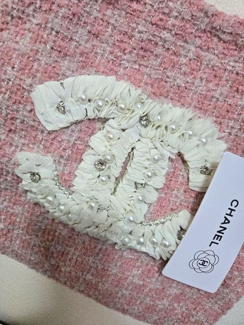 CHANEL ノベルティ トートバッグ ピンク ツイード ビッグココマーク