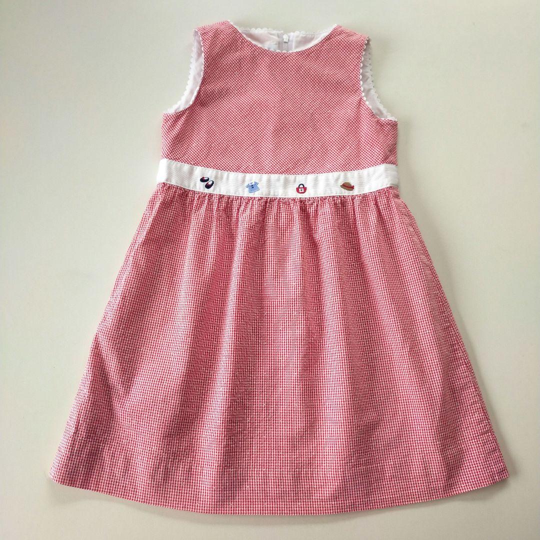 美品☆110cm familiar ファミリア 赤ギンガムチェックワンピース