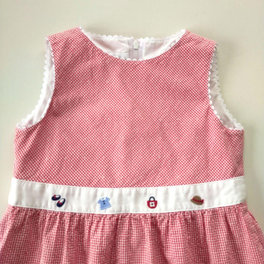 美品☆110cm familiar ファミリア 赤ギンガムチェックワンピース