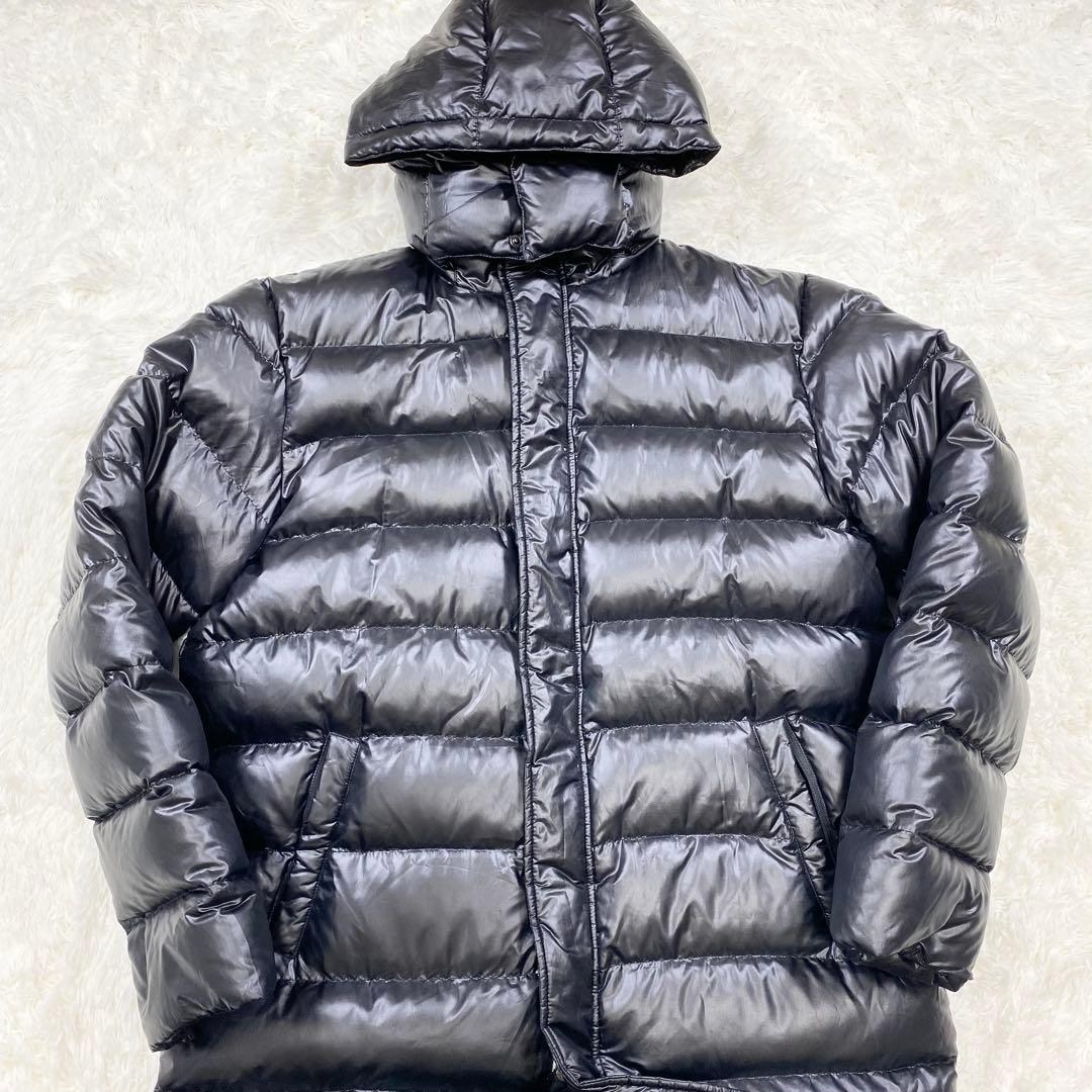 X-united ダウン ベンチコート 肉厚 ナイロン フード ロング丈 黒