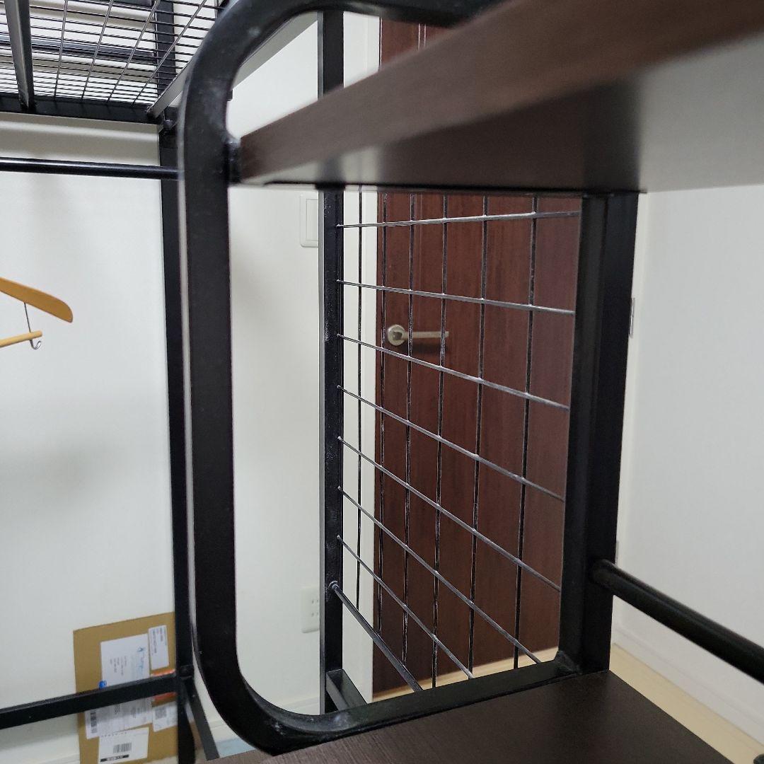 ロフトベッド ニトリ ブラックスチール 机付き - メルカリ