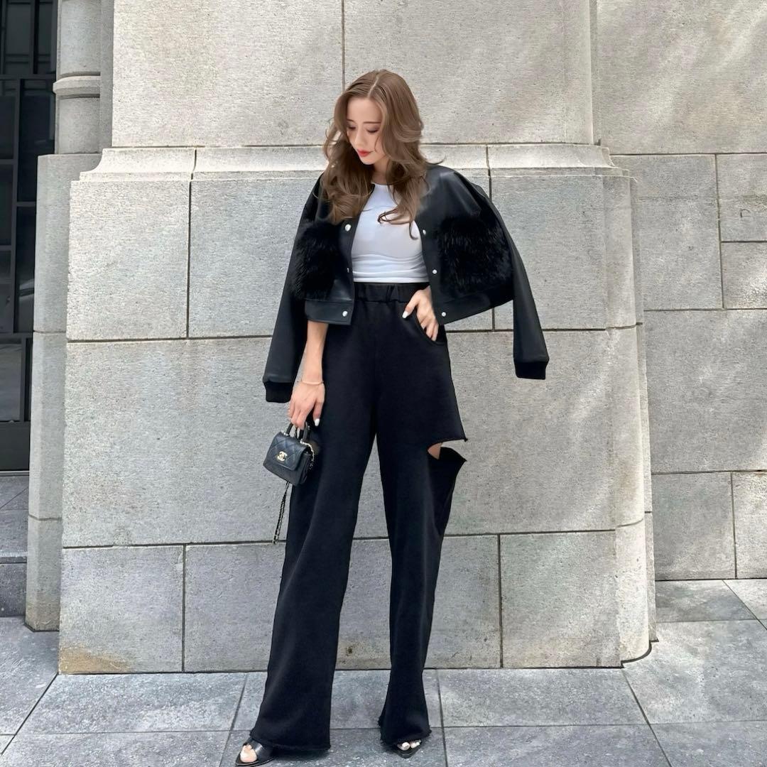 ESMOK fur pocket leather blouson レザーブルゾン - メルカリ