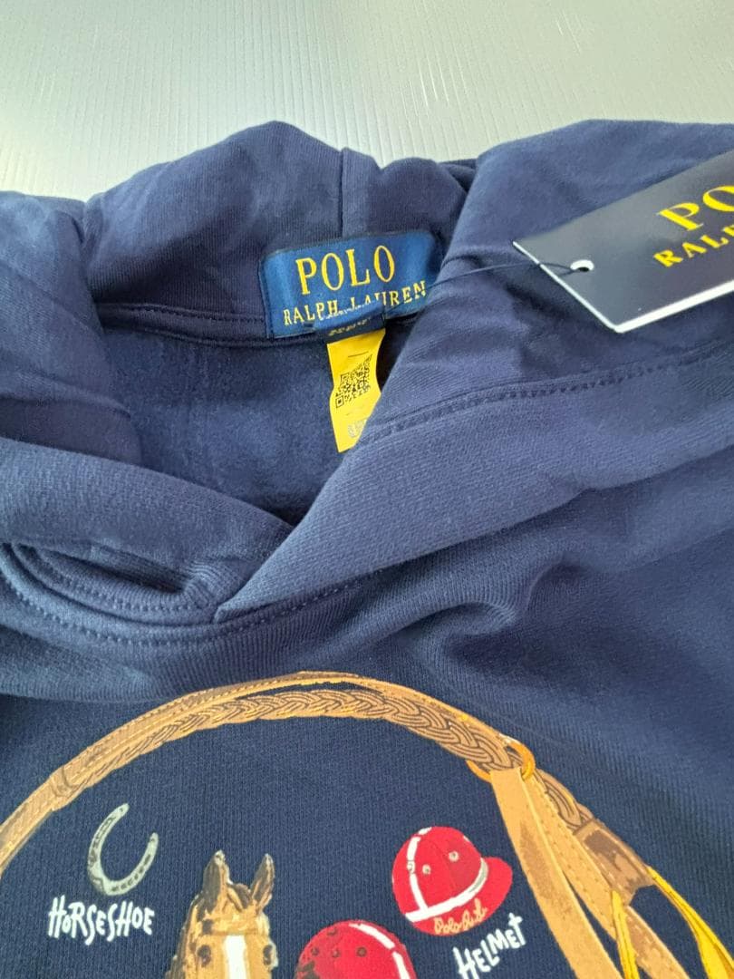 本日限定今季新品ラルフローレンスウェットポロベア パーカー紺色