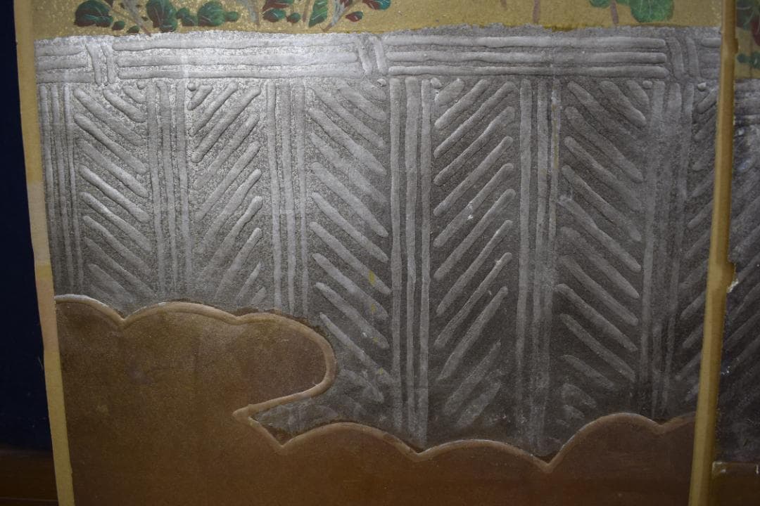 模写】伊藤若冲/菊図/屏風ハガシ/二曲用マクリ/掛軸☆宝船☆Z-367