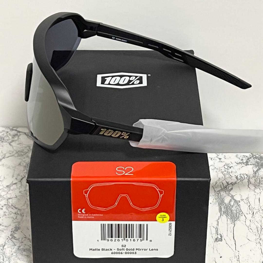 100% ワンハンドレッド サングラス S2 マットブラック ゴールドミラー
