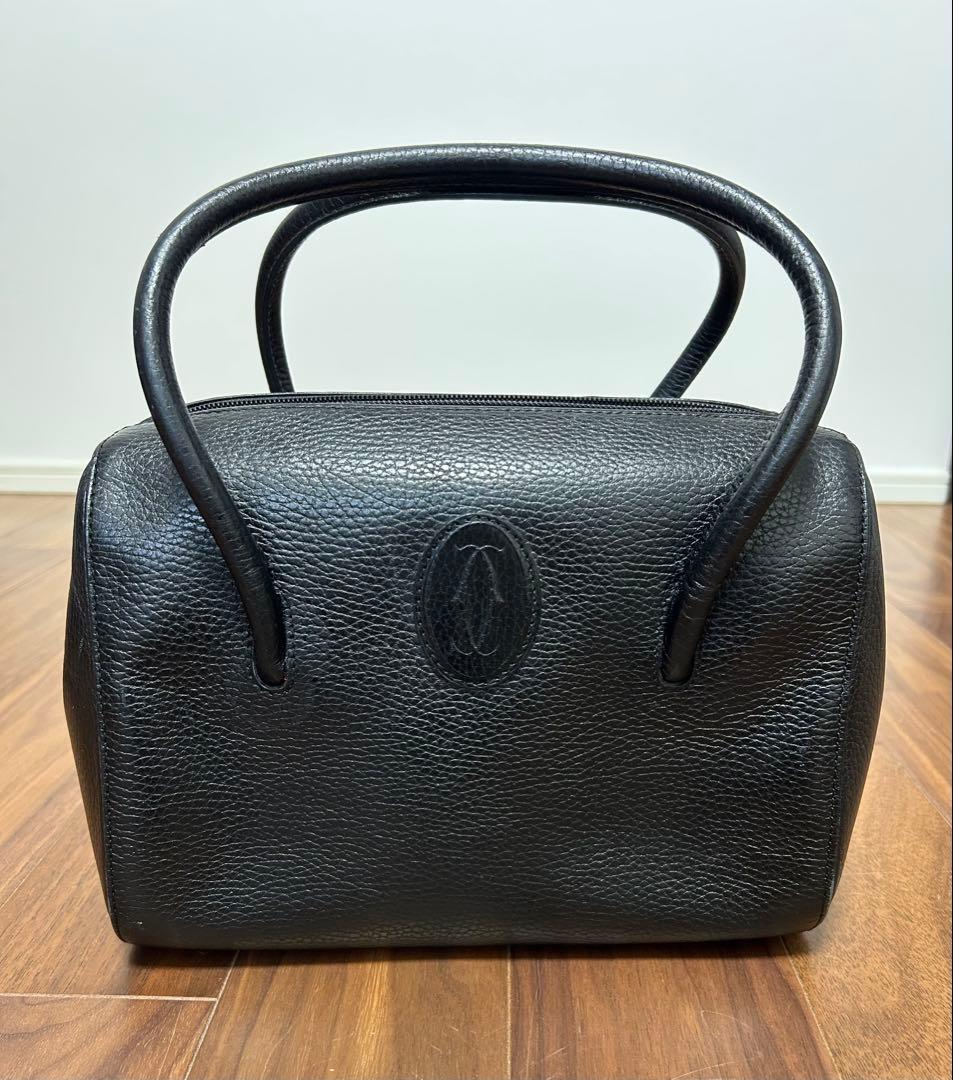 美品】カルティエ マストライン ミニボストンバッグ 黒 レザー ギャラ