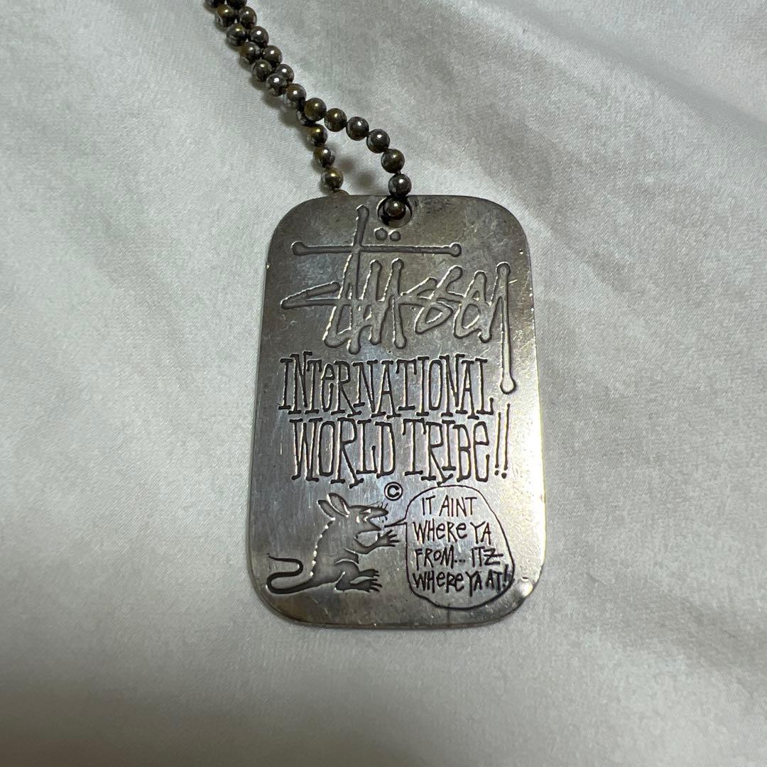 90s old stussy ドッグタグ ネックレス シルバー925 希少 - メルカリ