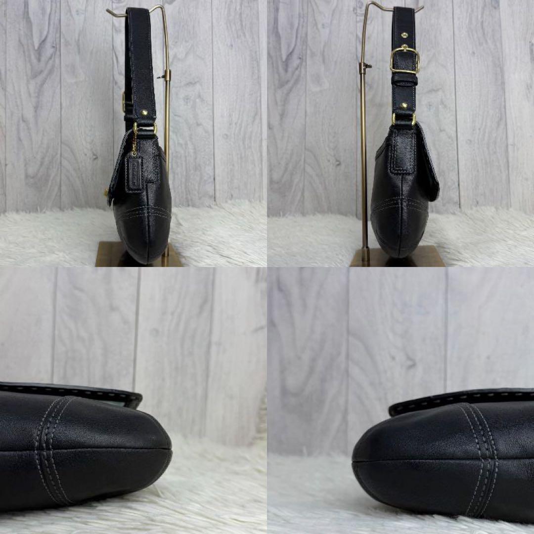 美品♡COACH コーチ ターンロック レザー フラップ ショルダーバッグ