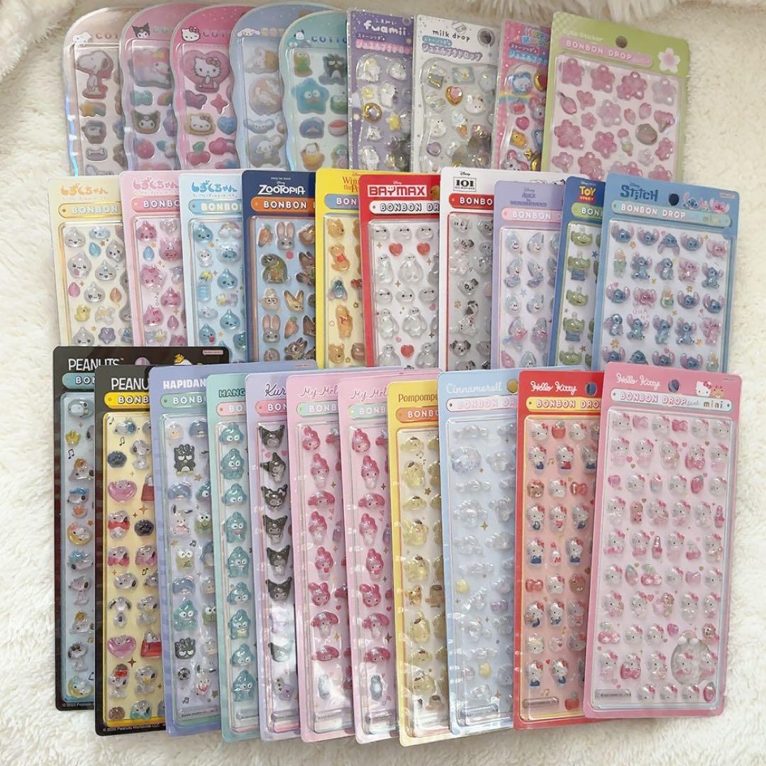 【まとめ売り】ボンボンドロップシール 正規品 30枚 セット コットンパフィなど 国内正規品】サンスター文具 ボンボンドロップシール ミニ はぴだんぶ