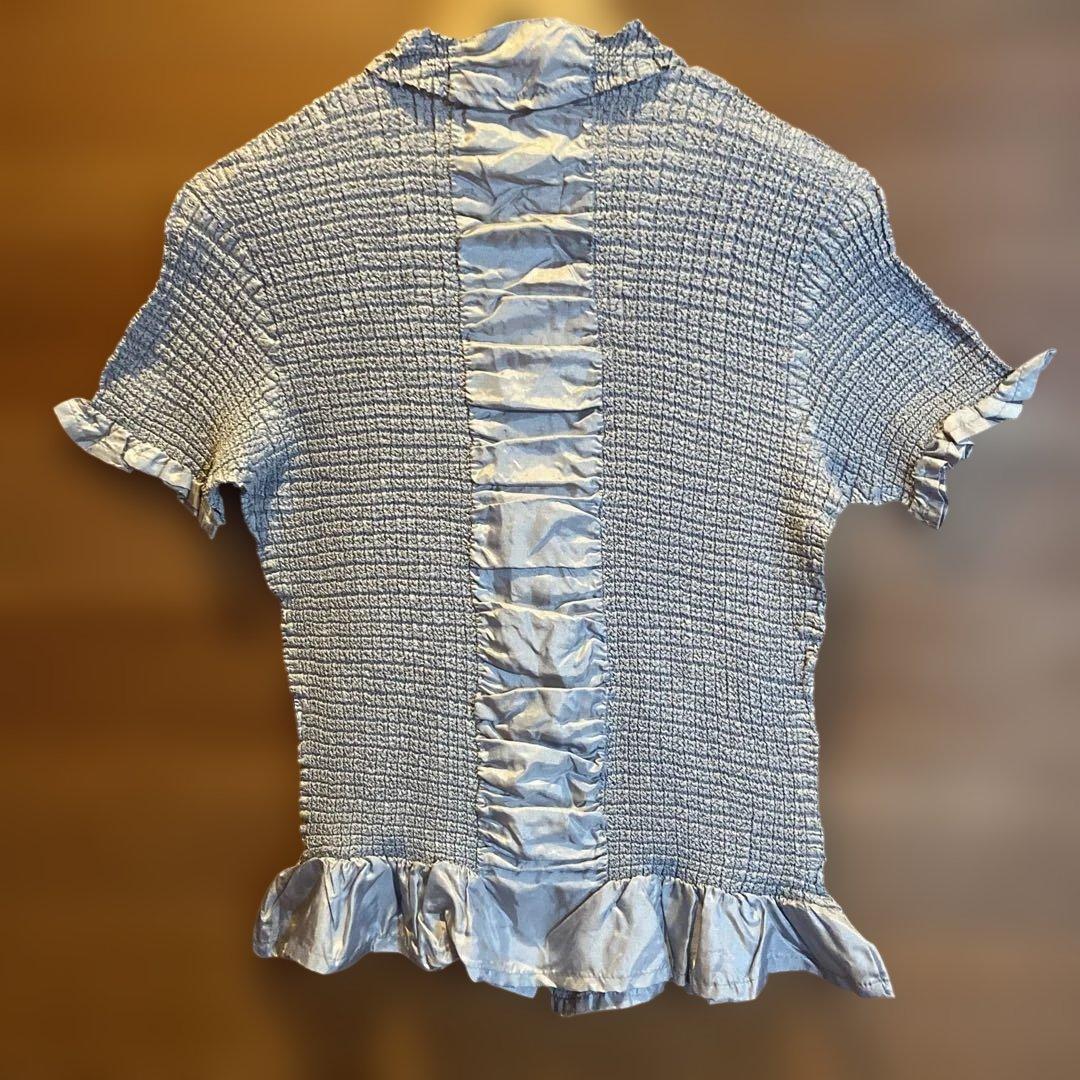 YOSHIKI HISHINUMA 半袖シャツ フリル グレー