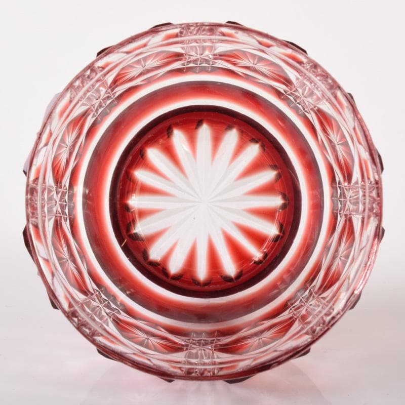 薩摩ガラス工芸作 島津薩摩切子 色被せガラス 切子猪口 共布共箱 D