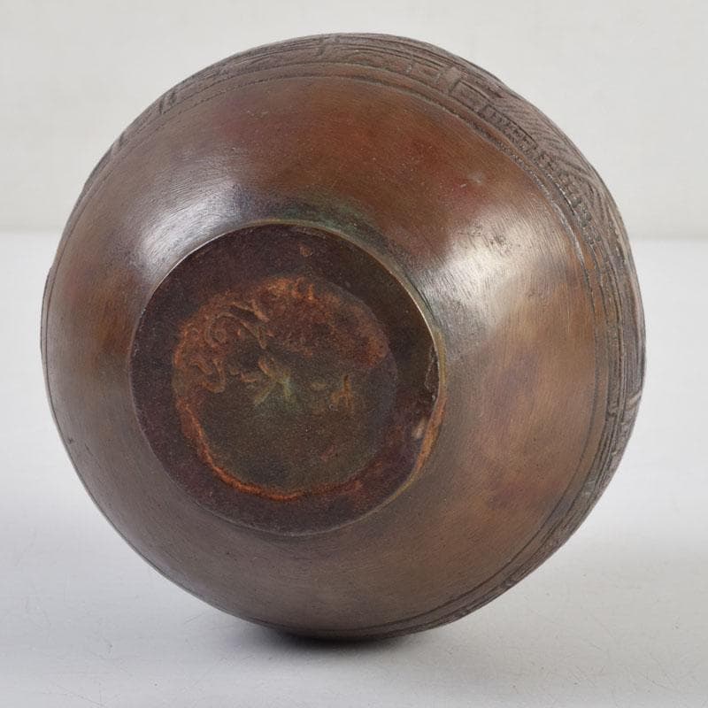 久保田吉太郎作 銅製 山水楼閣文瓶 花瓶 共箱 C 9165 - メルカリ