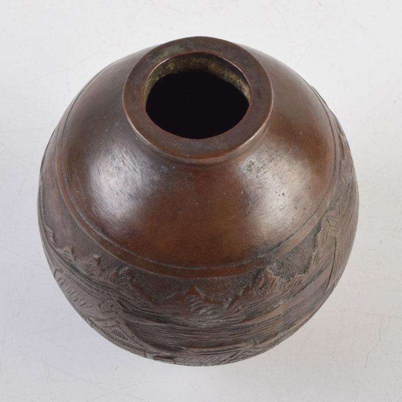 久保田吉太郎作 銅製 山水楼閣文瓶 花瓶 共箱 C 9165 - メルカリ