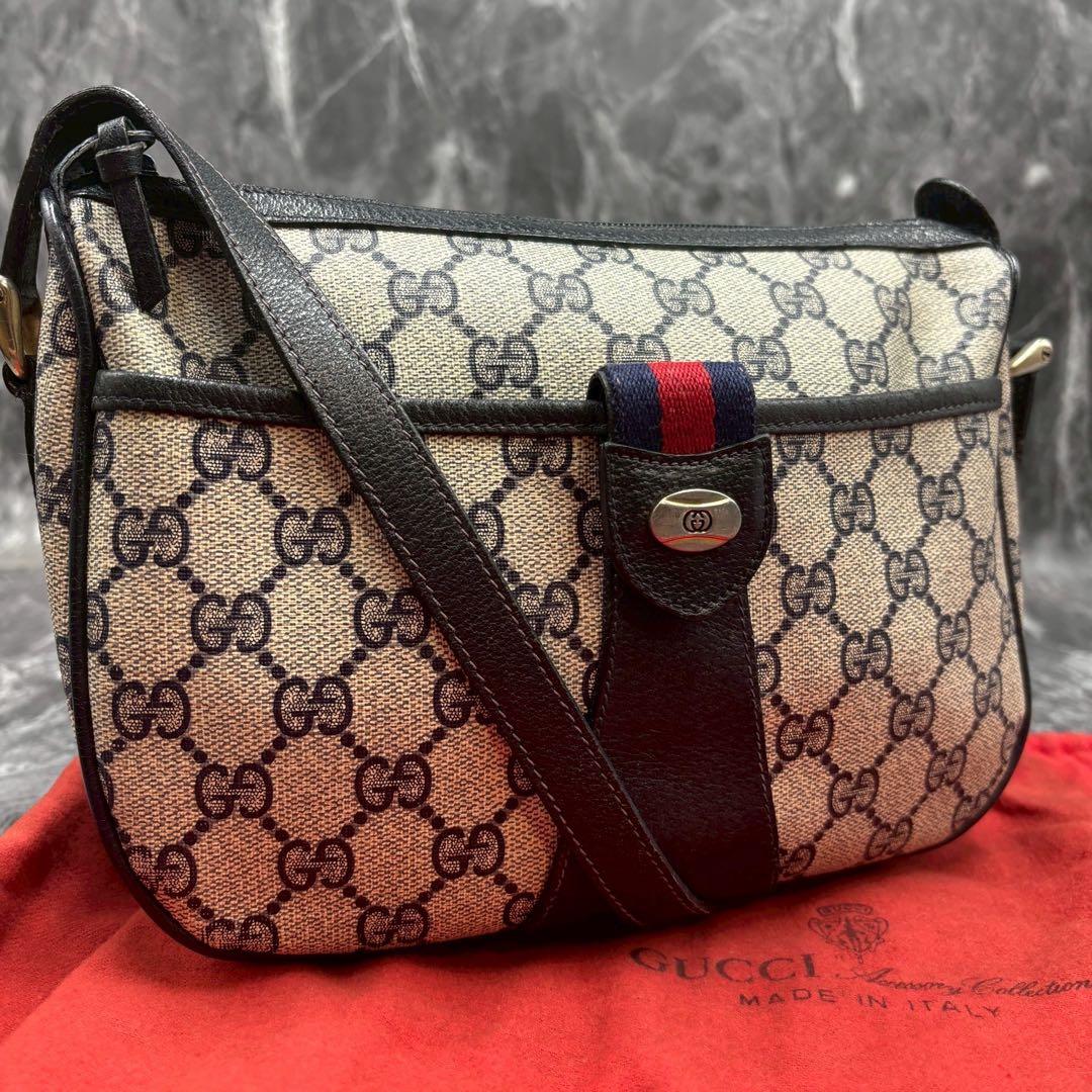 ✨美品✨GUCCI シェリーライン GG ショルダーバッグ ネイビーロゴ