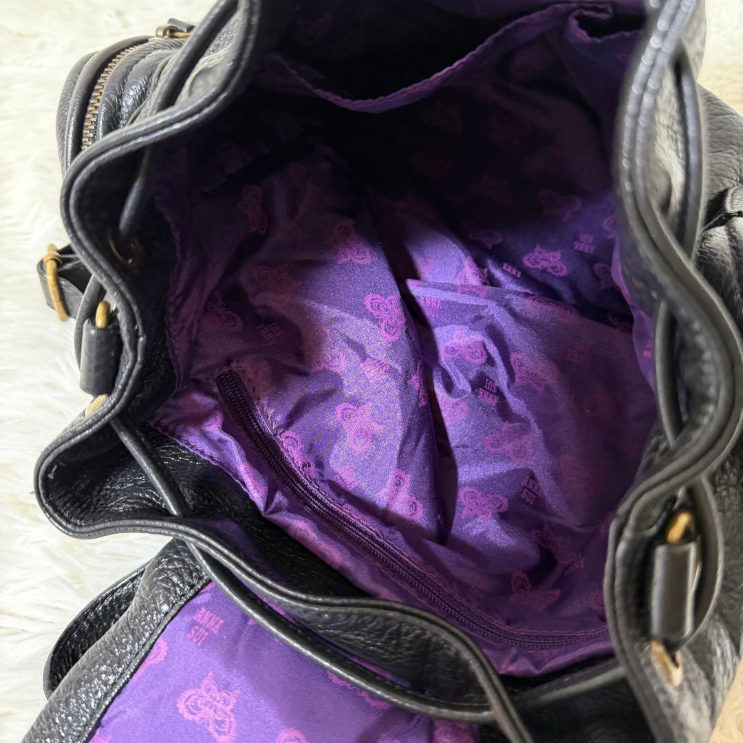 希少✨ANNA SUI ミニリュック レザー シボ革 メタルロゴ - メルカリ