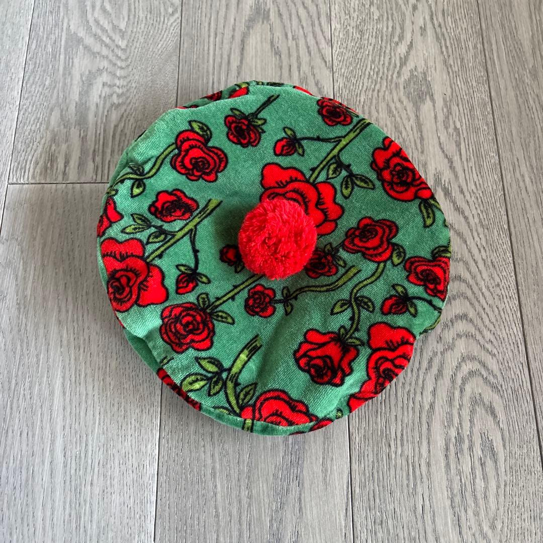 mini rodini 花柄ベレー帽・パンツセット 帽子 秋冬 レディース 刺繍 花柄 ベロアFlowerベレー帽 : 帽子屋