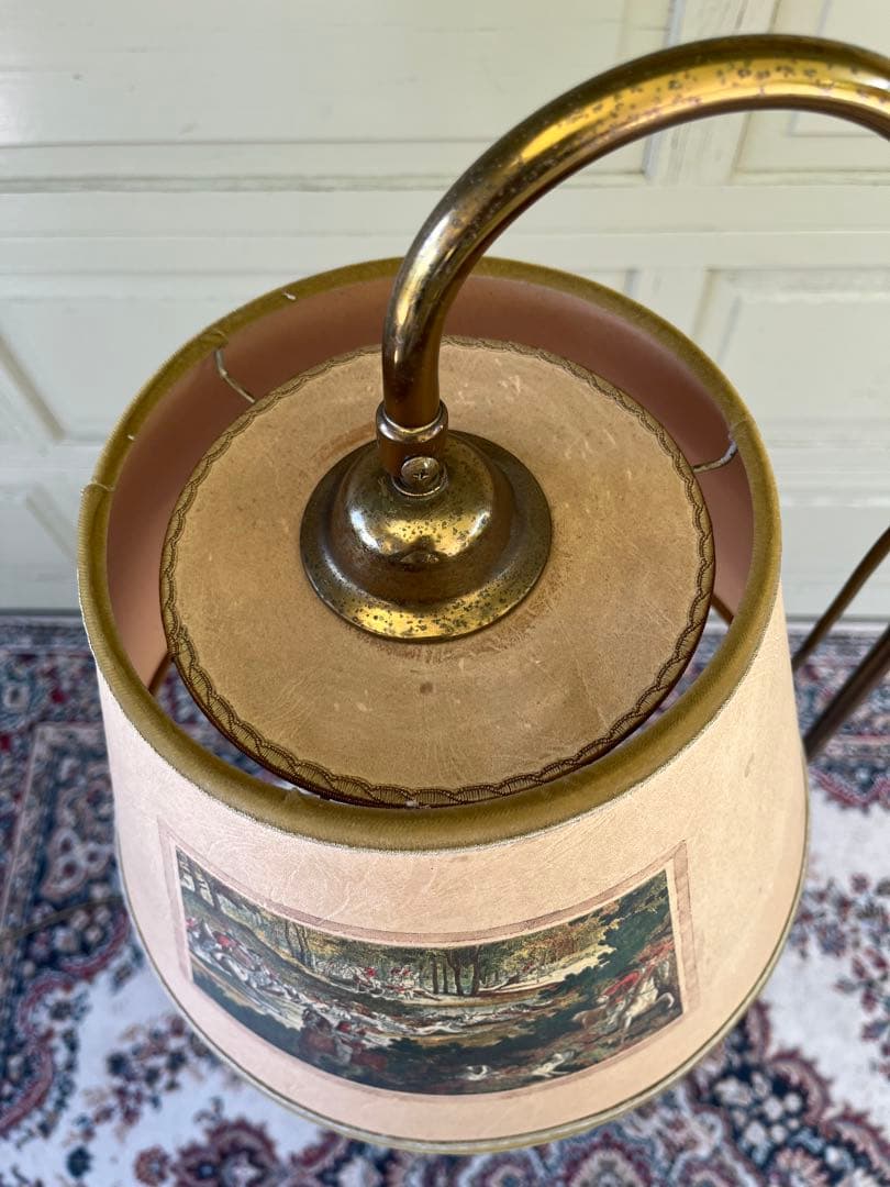 ぱせり様専用 真鍮フロアライトクラシック 狩猟画 ランプシェード