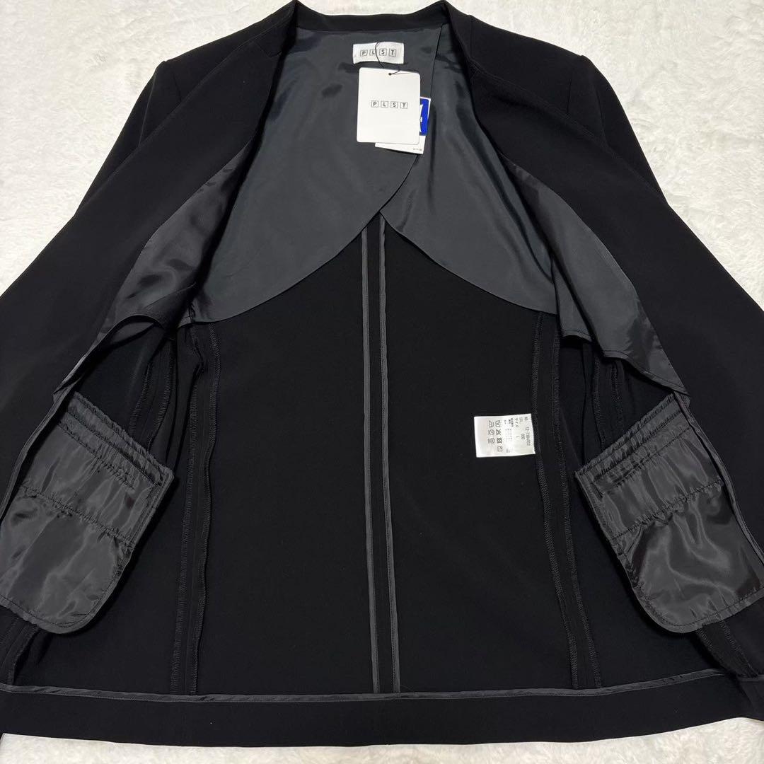 《タグ付き》ノーカラーパンツスーツセットアップ PLST グリーンレーベル L