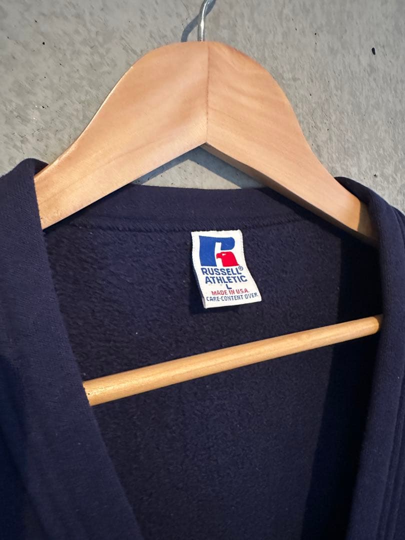 ラッセル アスレチック スウェットカーディガン ネイビー L 90s 古着 希少