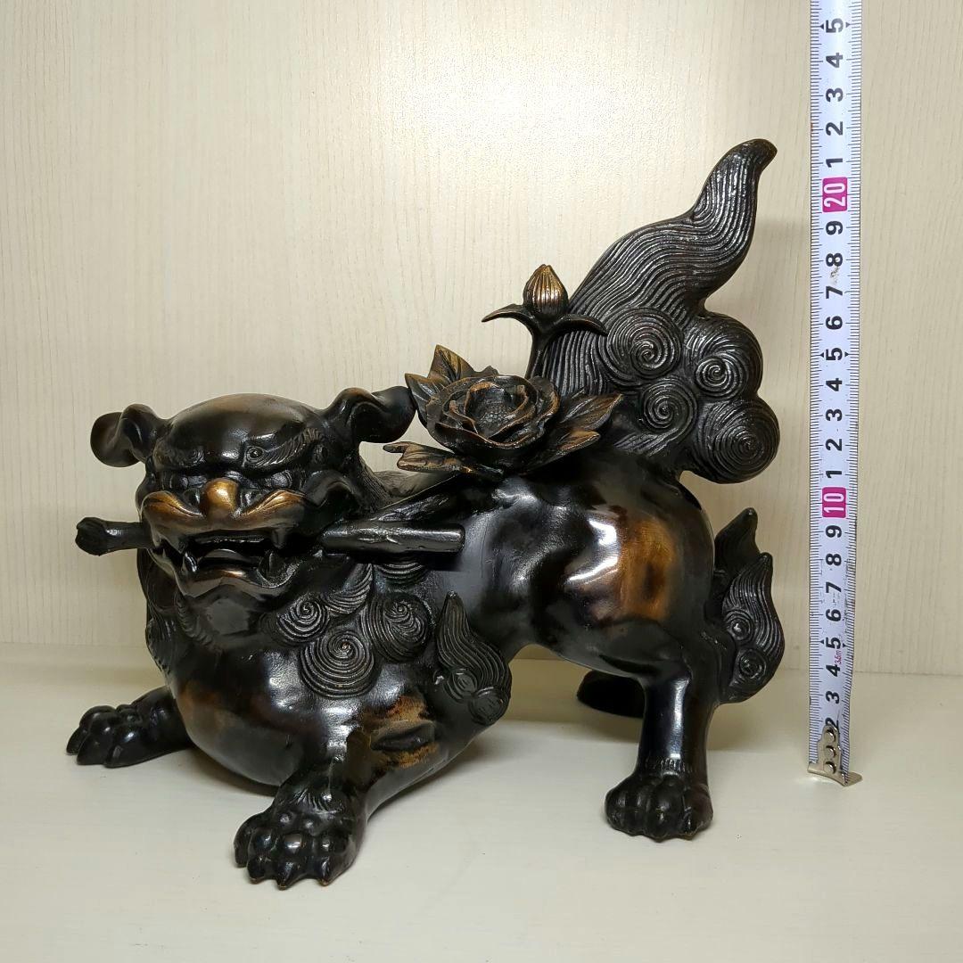 照雲 唐獅子牡丹 銅製 置物 縁起物 - メルカリ