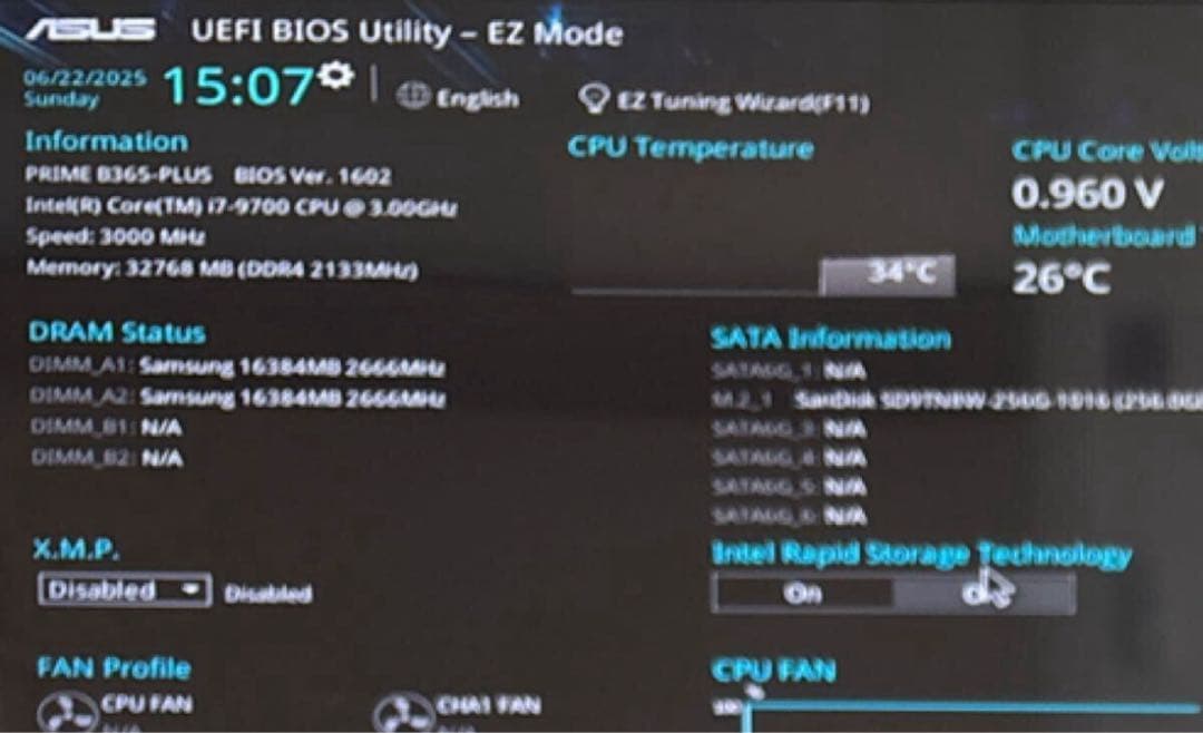 ASUSマザーi7-9700 3.00GHz / SSD256GB セット