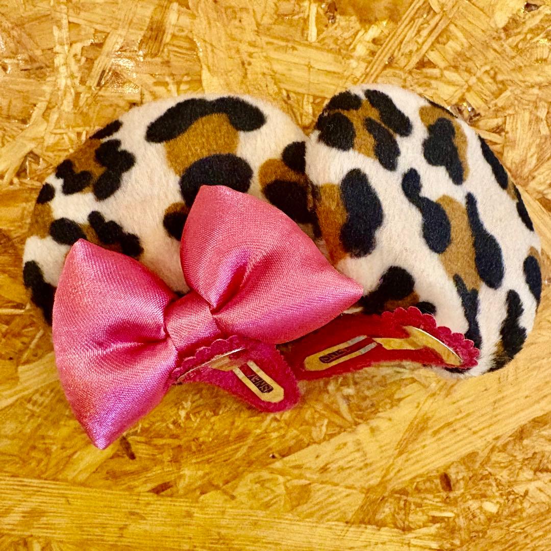 ディズニーランド ミニー ヒョウ柄 ヘアピン 耳 ミニーちゃん パッチン